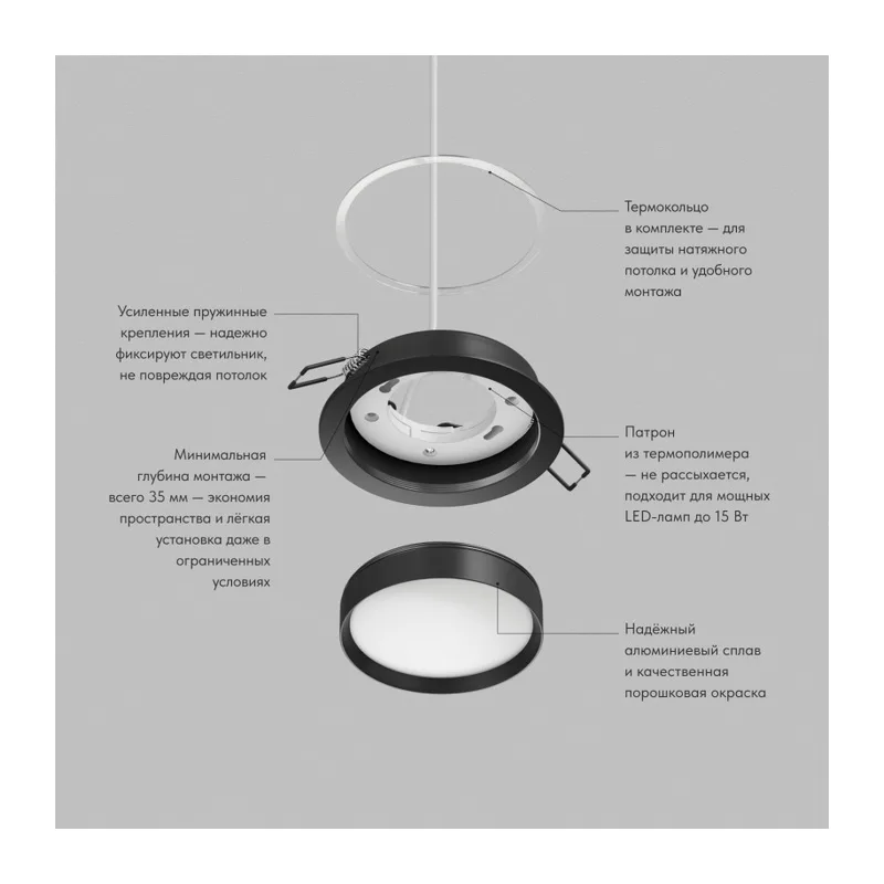 Встраиваемый светильник Denkirs RATIO | РАТИО DK-DH2000-BK 3