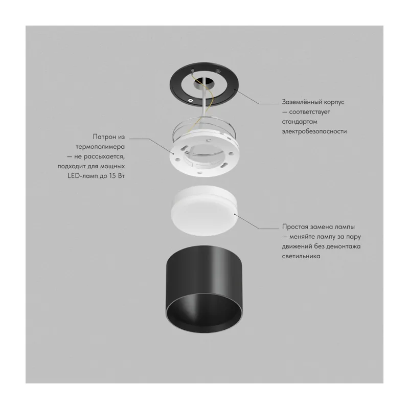 Накладной светильник Denkirs Pillar | ПИЛЛАР DK-DH2600-BK 3