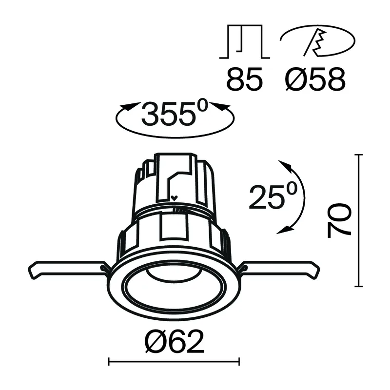 Встраиваемый светильник Образ / Wise 7 Вт 3000 К 36° Maytoni DL057-7W3K-B 13