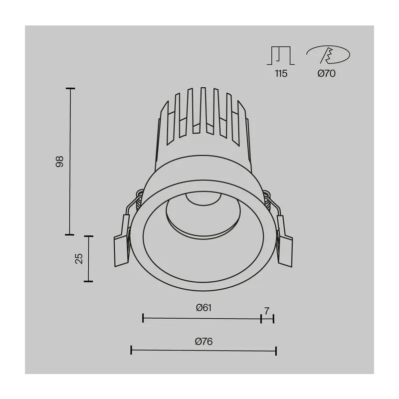 Встраиваемый светильник Омут / Dip 15 Вт 3000 К 50° Maytoni DL117-15W-3K-B 10