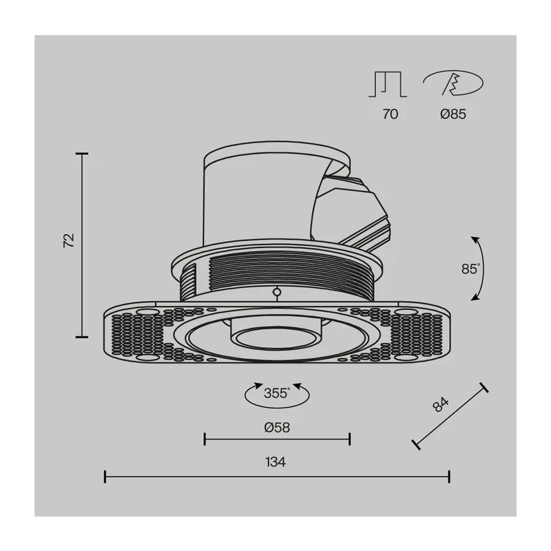 Встраиваемый светильник Фокус мини / Focus LED mini 8 Вт 3000 К 50° Maytoni DL127-8W3K-TRS-W 10