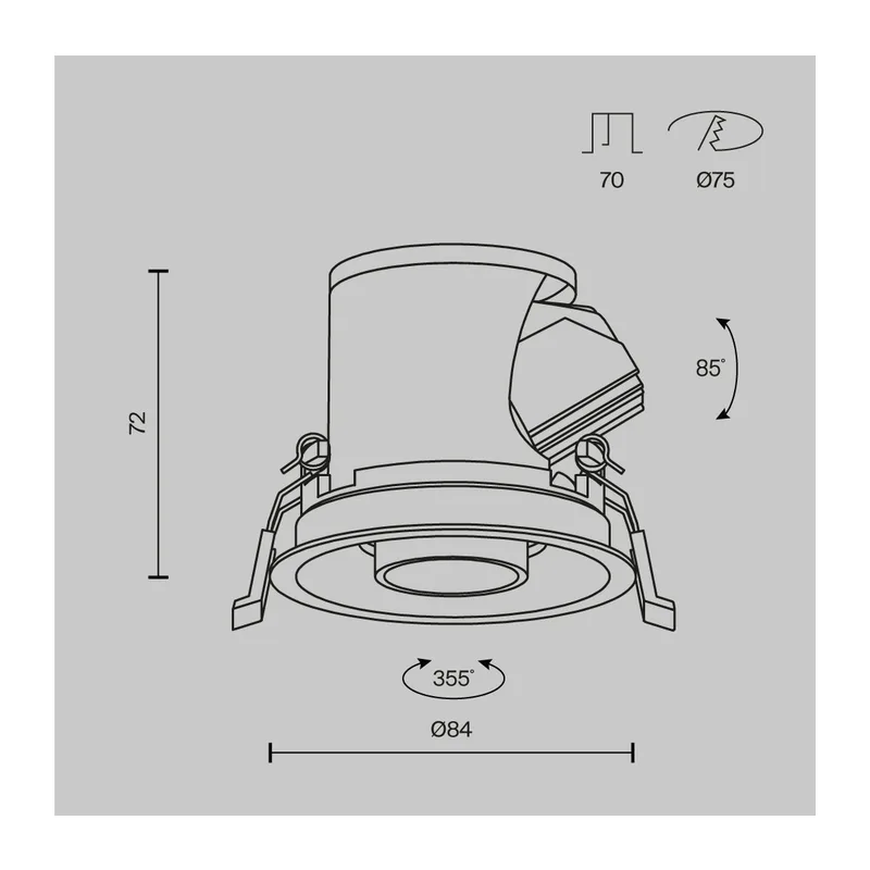 Встраиваемый светильник Фокус мини / Focus LED mini 8 Вт 4000 К 50° Maytoni DL127-8W4K-W 10