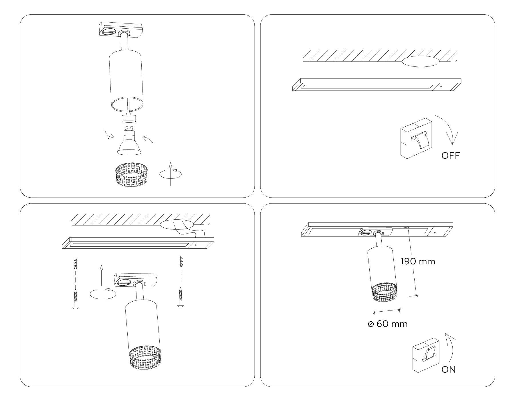 Трековый акцентный светильник GU10 GL5162 BK/GD черный/золото GU10 max 12W D60*190 Ambrella Light 10