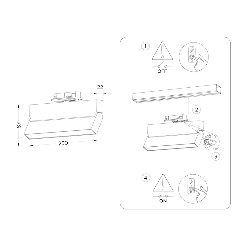 Трековый линейный светильник 4200K 12Вт 120° GL6808 BK черный LED 12W 4200K 230*22*87 Ambrella Light 9