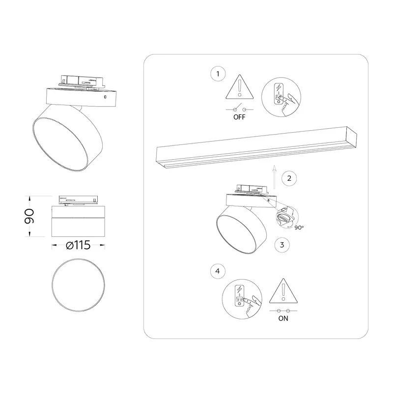 Трековый светильник 3000K 16Вт 120° GL6872 WH белый LED 16W 3000K D115*90 Ambrella Light 8
