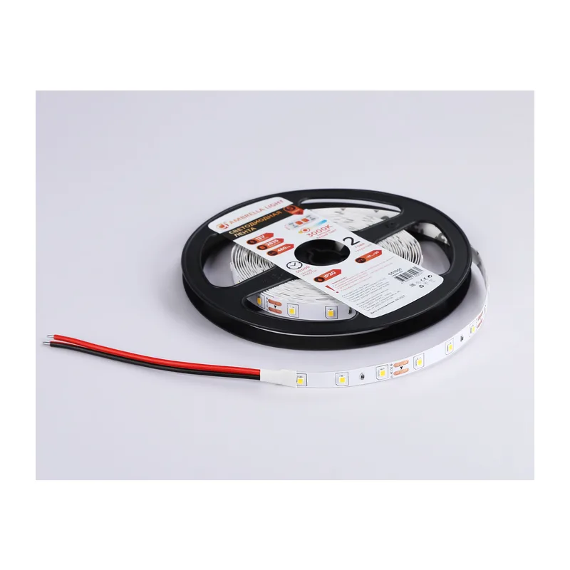 Светодиодная лента 12В 2835 60Led 4.8Вт/м 3000K IP20 5м GS1001 2835 60Led/ 4.8W m/ 12V IP20 3000K/ 5000*8*1.2mm (2 конт.) Ambrella Light 16