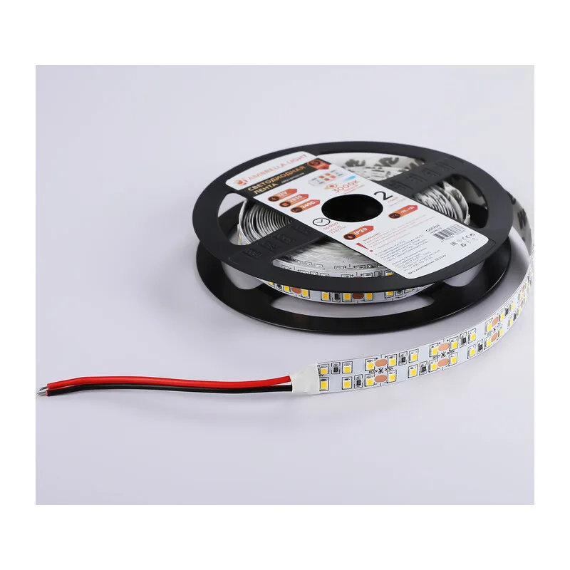 Светодиодная лента двухрядная 12В 2835 240Led 24Вт/м 3000K IP20 5м GS1701 2835 240Led/ 24W m/ 12V IP20 3000K/ 5000*14*1.2mm (2 конт.) Ambrella Light 12