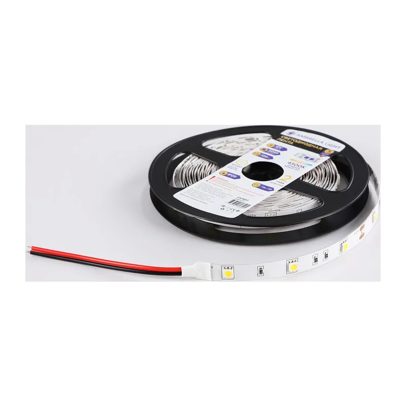 Светодиодная лента 12В 5050 30Led 7.2Вт/м 4500K IP20 5м GS1802 5050 30Led/ 7.2W m/ 12V IP20 4500K/ 5000*10*1.87mm (2 конт.) Ambrella Light 11
