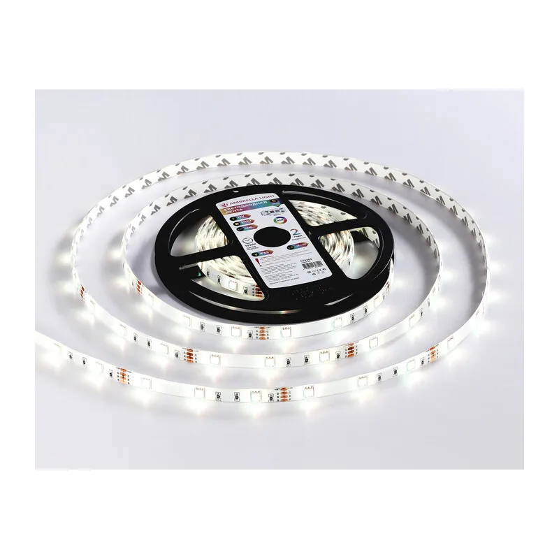Светодиодная лента 12В 5050 30Led 7.2Вт/м Цветная RGB IP65 5м GS2301 5050 30Led/ 7.2W m/ 12V IP65 RGB/ 5000*10*2.87mm (4 конт.) Ambrella Light 8