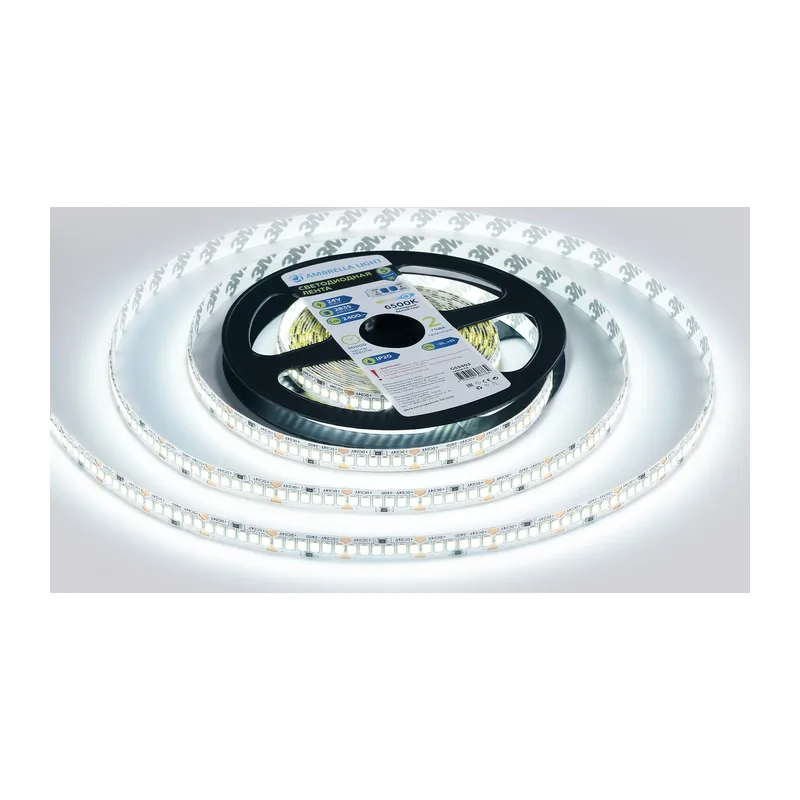 Светодиодная лента 24В 2835 240Led 20Вт/м 6500K IP20 5м GS3403 2835 240Led/ 20W m/ 24V IP20 6500K/ 5000*10*1.2mm (2 конт.) Ambrella Light 11