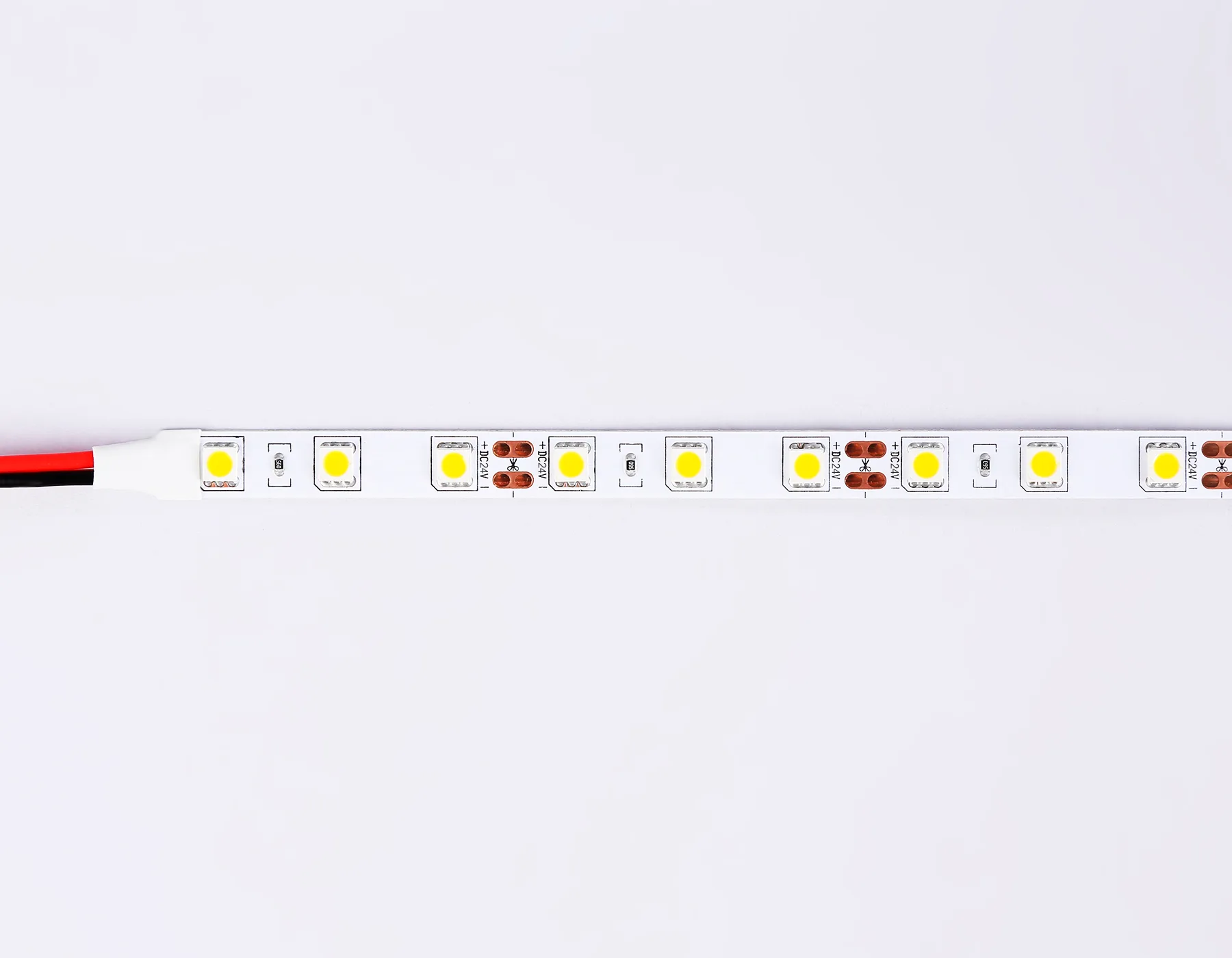 Светодиодная лента 24В 5050 60Led 14.4Вт/м 3000K IP20 5м GS4001 5050 60Led/ 14.4W m/ 24V IP20 3000K/ 5000*10*1.87mm (2 конт.) Ambrella Light 9