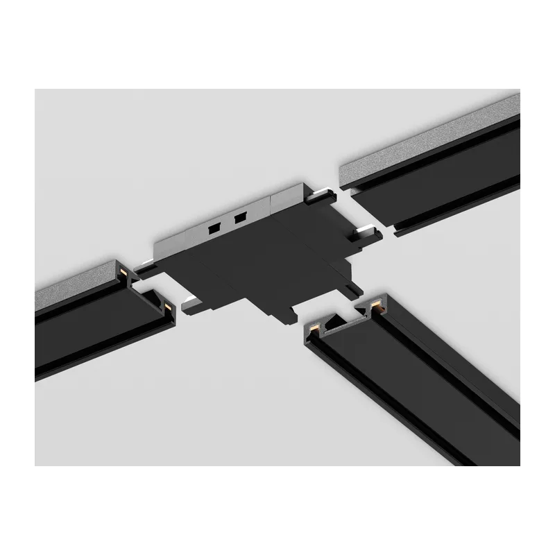Коннектор Т-образный токопроводящий Magnetic Ultra slim 26 48В черный GV1122 BK черный T-образный коннектор для накладного шинопровода 46*36*6 Ambrella Light 3
