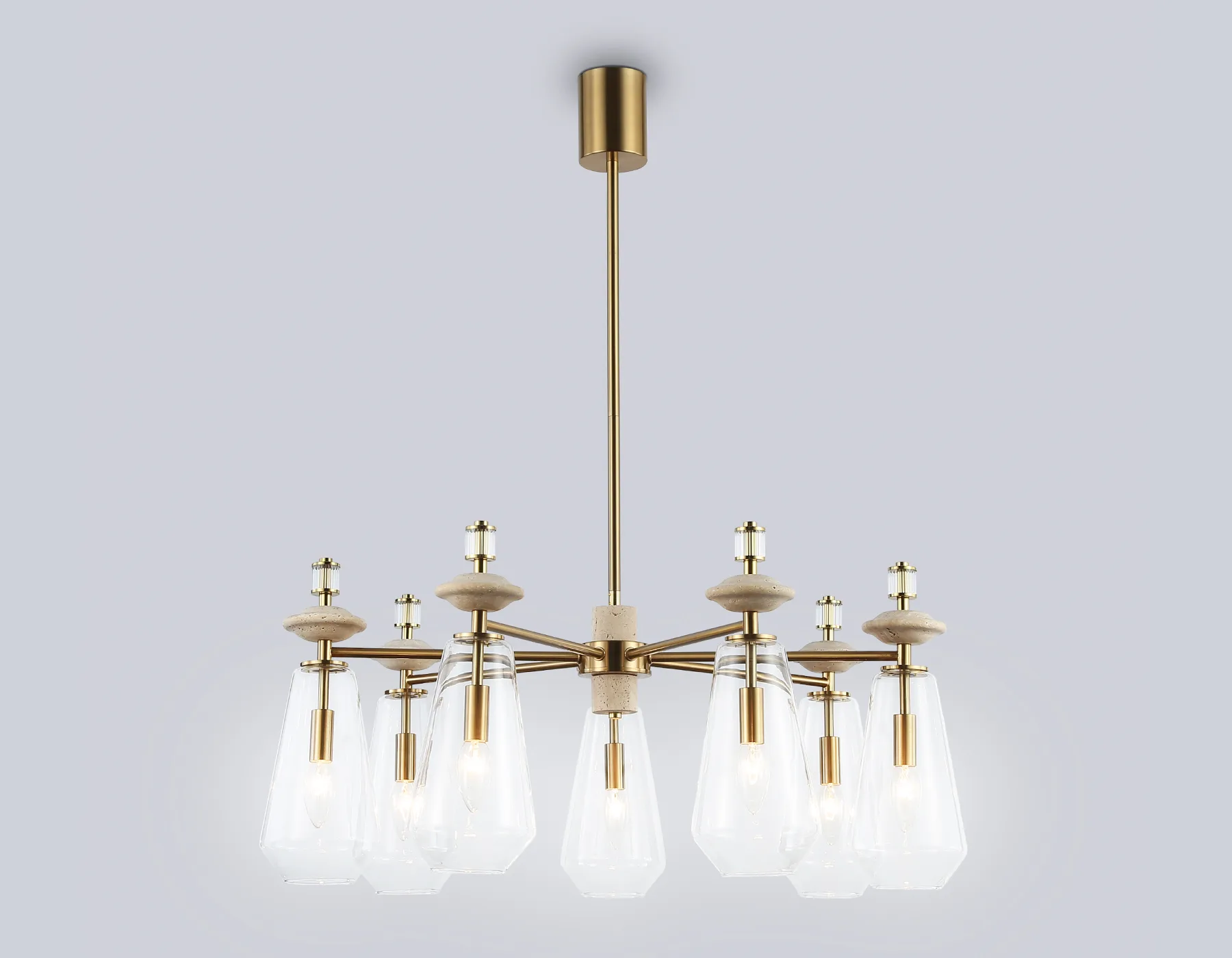 Потолочный светильник с травертином E14*7 LH53306/7 BS/CL латунь/прозрачный E14*7 max 40W D770*925 Ambrella Light 8