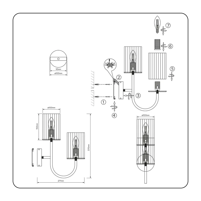 Настенный светильник E14*2 LH55087 медь E14*2 370*100*271 Ambrella Light 6