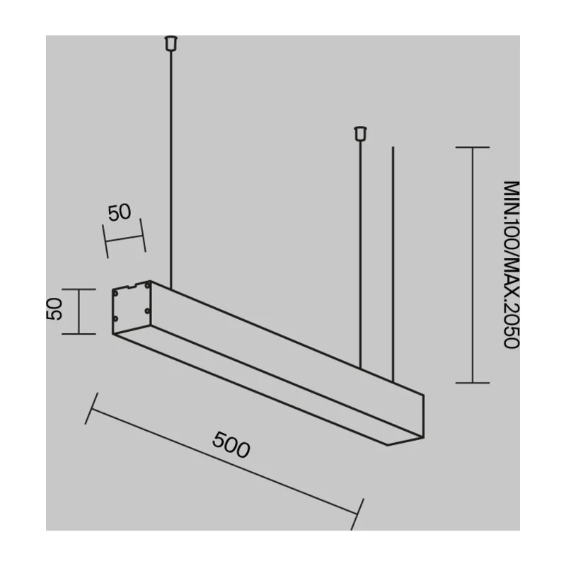 Линейный светильник подвесной 3000K 50x50 10 Вт (Черный, 500 мм) LL312025 Maytoni 7