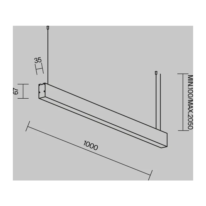 Линейный светильник подвесной 4000K 35x67 20 Вт (Серебро, 1 м) LL312036 Maytoni 8
