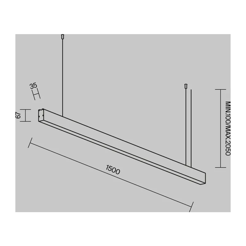 Линейный светильник подвесной 4000K 35x67 30 Вт (Серебро, 1,5 м) LL312038 Maytoni 7