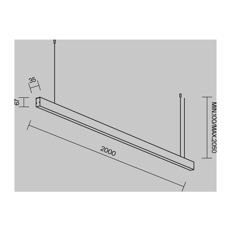 Линейный светильник подвесной 3000K 35x67 40 Вт (Серебро, 2 м) LL312039 Maytoni 7