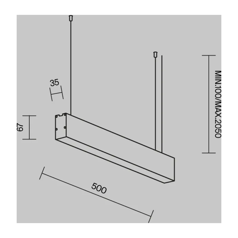 Линейный светильник подвесной 4000K 35x67 10 Вт (Черный, 500 мм) LL312042 Maytoni 7