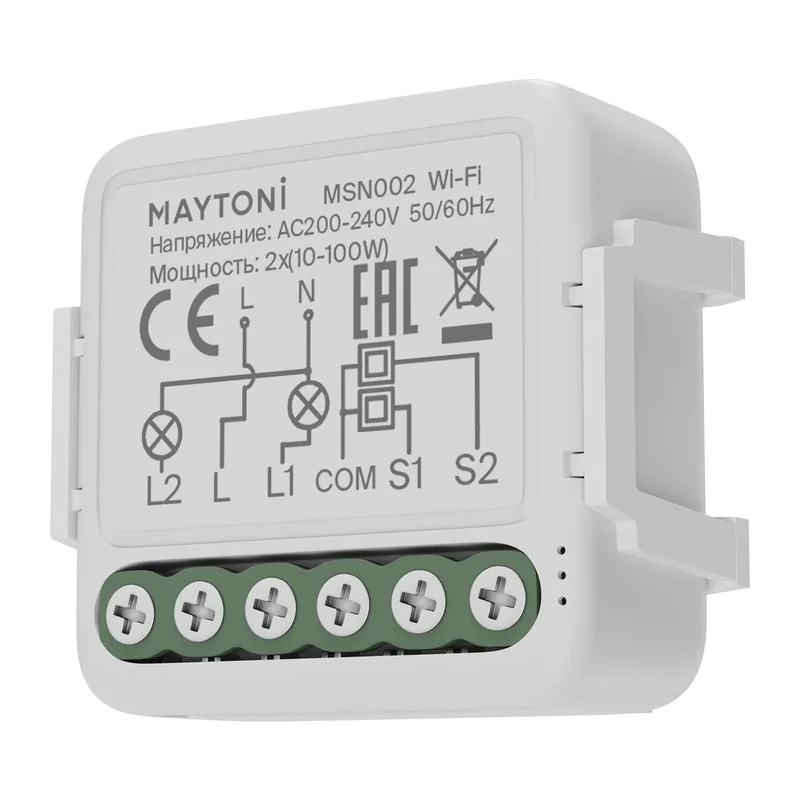 Wi-Fi выключатель двухканальный (без нуля) 200Вт Maytoni MSN002