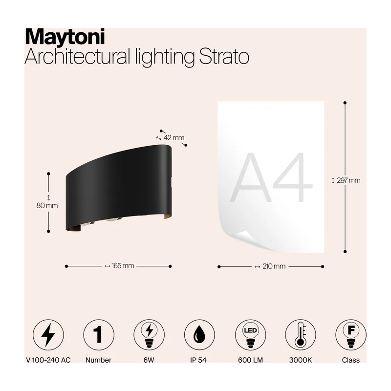 Архитектурная подсветка Страто / Strato 3000К 6Вт IP 54 Maytoni O417WL-L6B3K 10