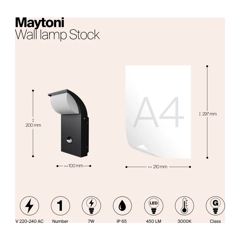 Настенный светильник (бра) Сток / Stock 3000K 7Вт IP 65 Maytoni O446WL-L7GF3K 12
