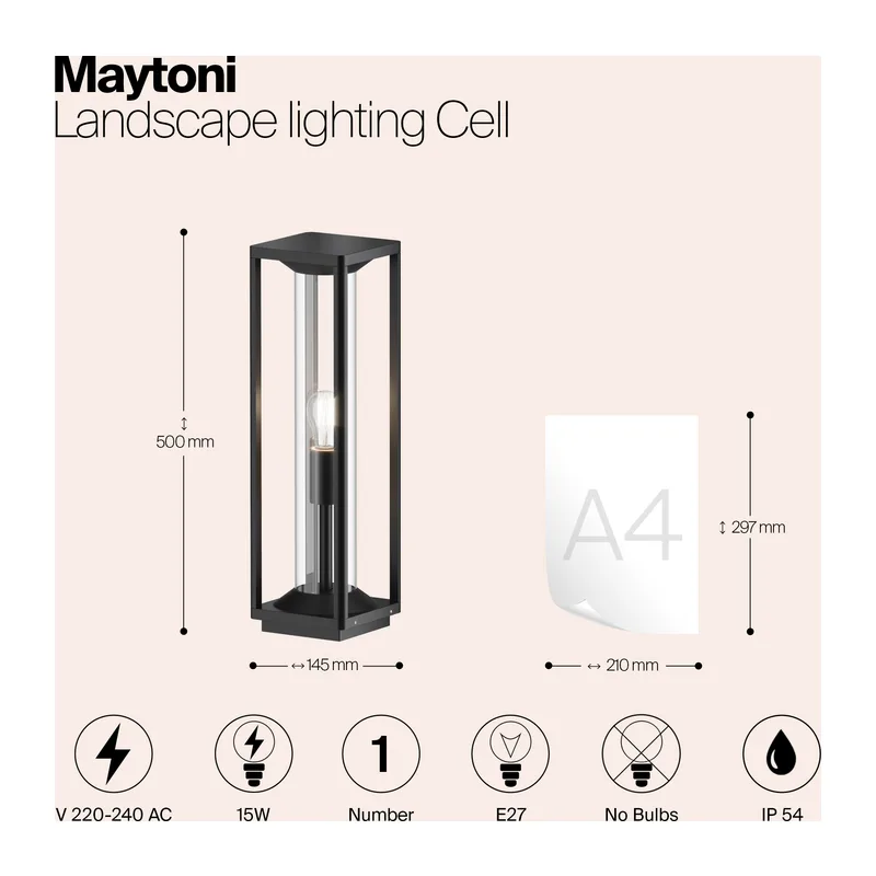 Ландшафтный светильник Келья / Cell E27x1 15Вт IP 54 Maytoni O452FL-01GF1 4