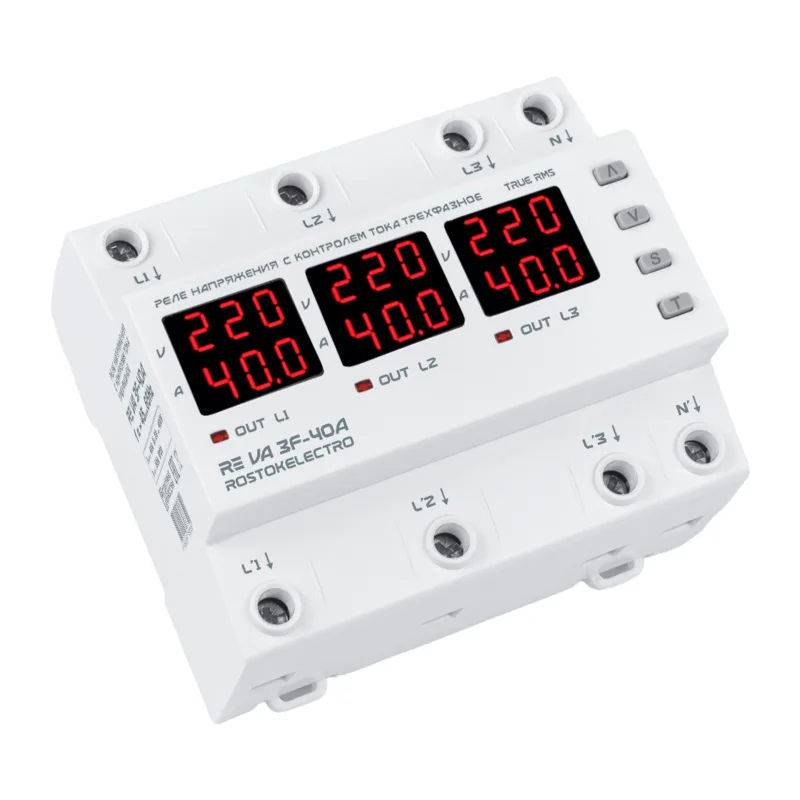 Реле напряжения с контролем тока RE VA3F-40А 4