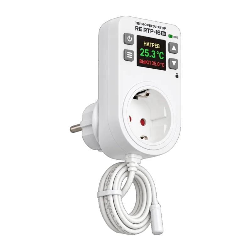 Терморегулятор розеточный RE RTP-16 2М c TFT-матрицей 2