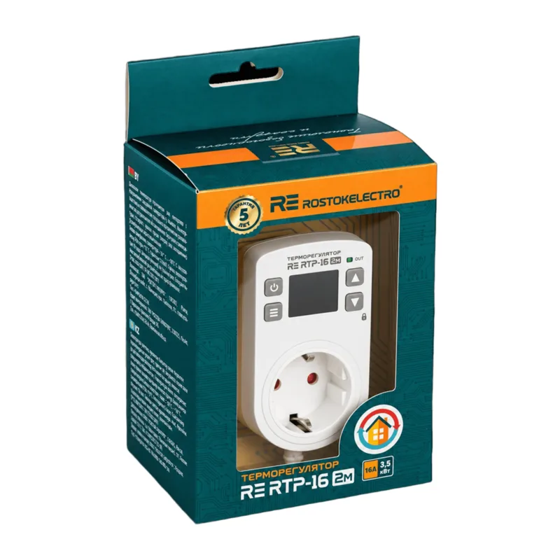 Терморегулятор розеточный RE RTP-16 2М c TFT-матрицей 5