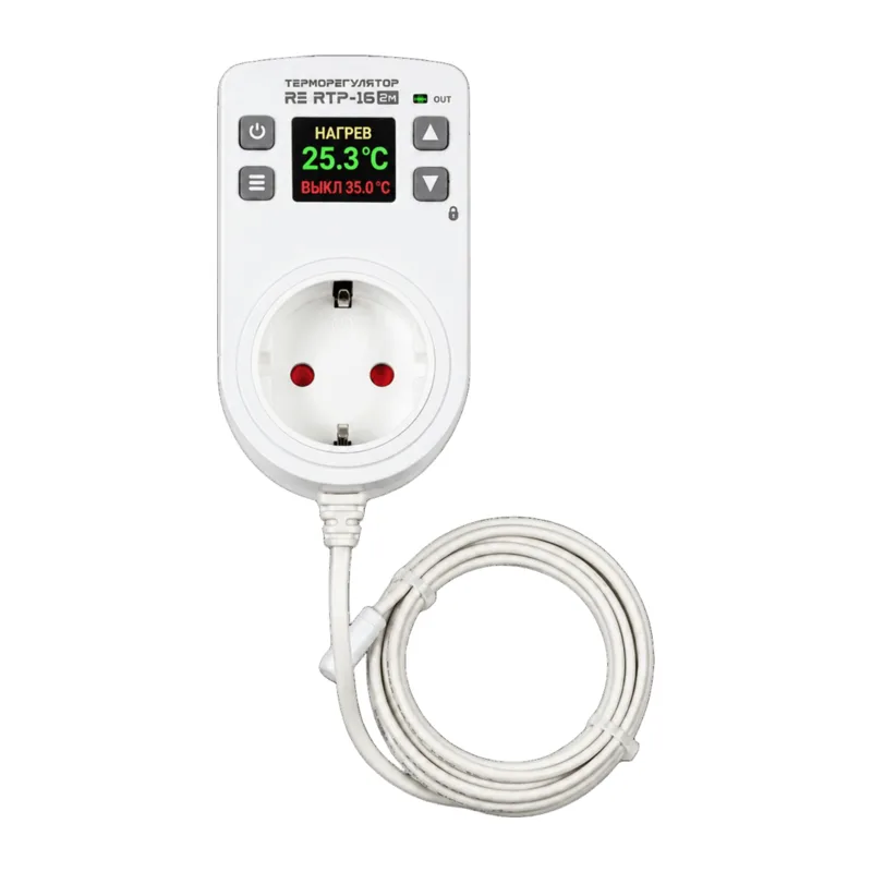 Терморегулятор розеточный RE RTP-16 2М c TFT-матрицей