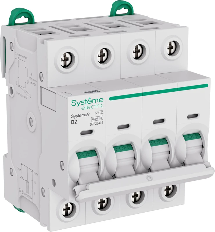 Systeme9 Автоматический выключатель (АВ) D 2A 4P 6kA 400В 2