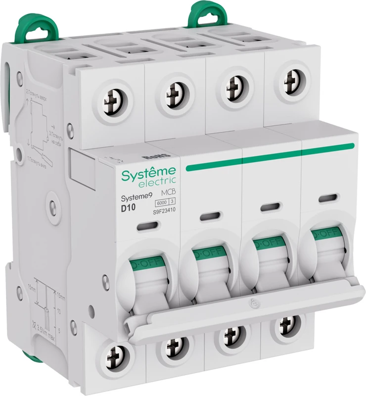 Systeme9 Автоматический выключатель (АВ) D 10A 4P 6kA 400В 2