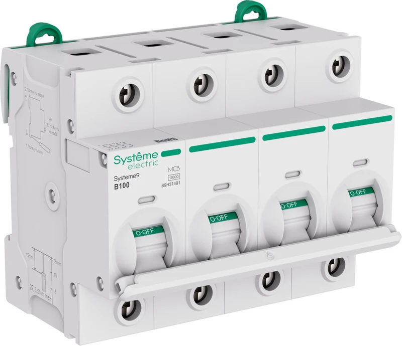 Systeme9 Автоматический выключатель (АВ) 27мм B 100A 4P 10 kA 400В 2