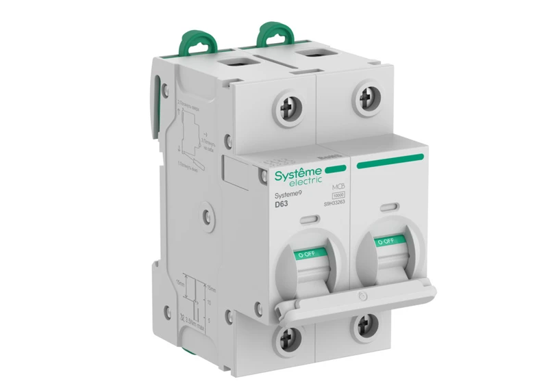 Systeme9 Автоматический выключатель (АВ) 27мм D 63A 2P 10 kA 400В 2