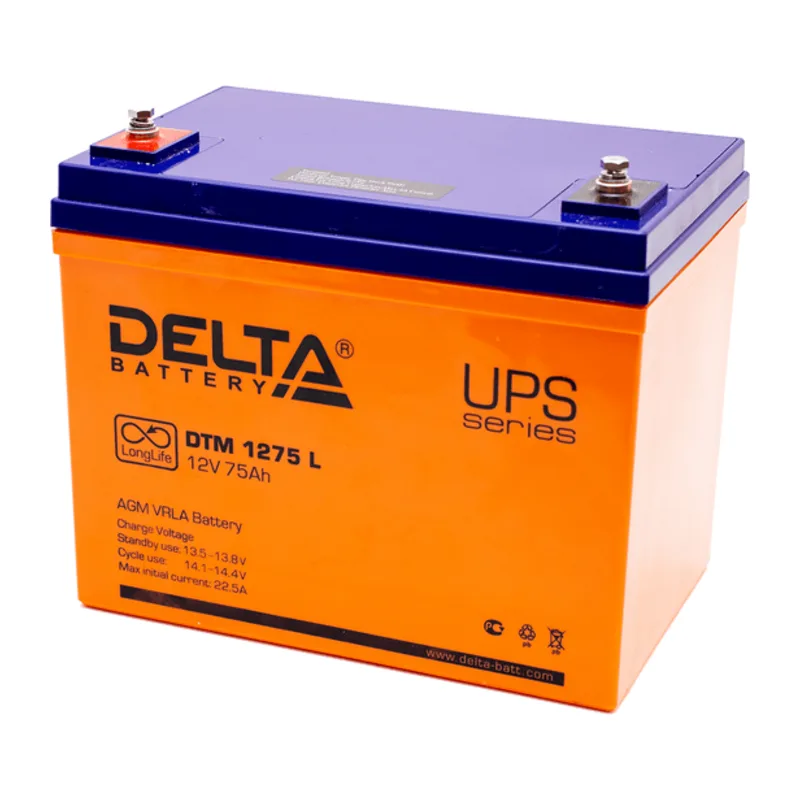 Аккумулятор Delta DTM 1275 L (12 В 75 Ач)