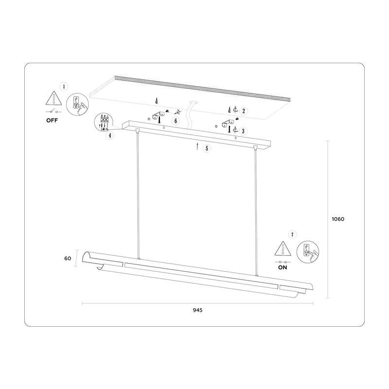 Подвесной светильник 4200K 10Вт TN71336 WH белый LED 10W 4200K 945*60*1060 Ambrella Light 9