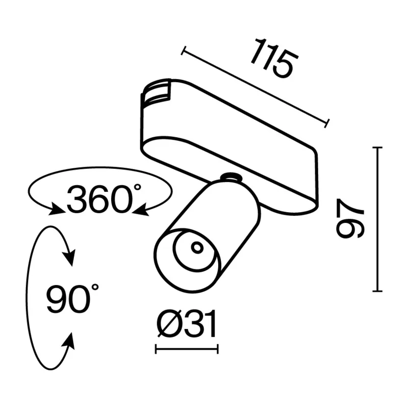 Трековый светильник Фокус / Focus Led Radity 3000K 5Вт 36° Maytoni TR103-1-5W3K-M-W 2