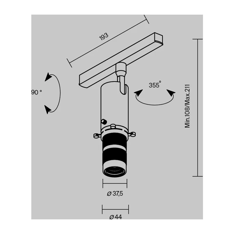 Трековый светильник Гала / Gala Exility 4000K 10Вт 20°-35° Maytoni TR108-2-10W4K-B 16