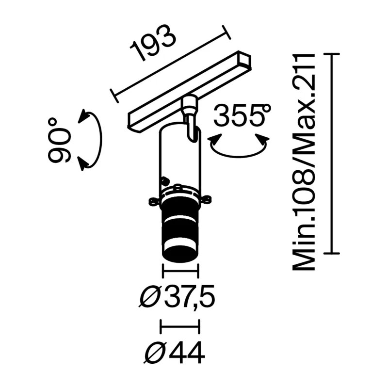 Трековый светильник Гала / Gala Exility 2700-6000K 10Вт 20°-35° Dim Smart Maytoni TR108-4-10W3K-DS-B 2