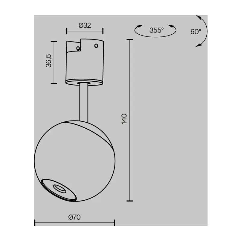 Трековый светильник Сфера / Sfera Elasity 3000K 8Вт 36° Maytoni TR164-1-8W3K-M-B 10
