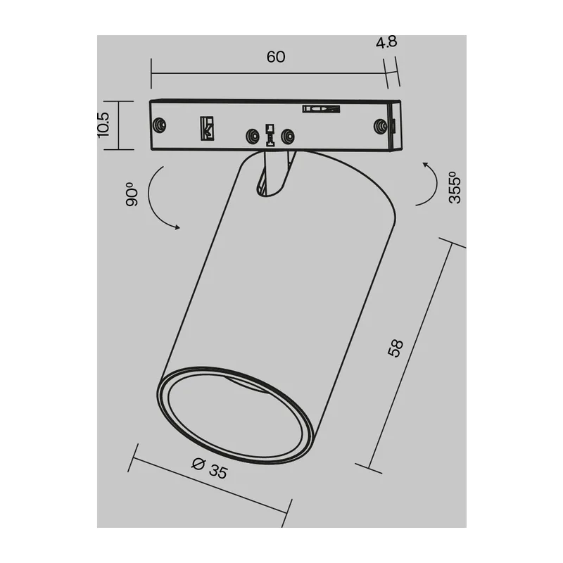 Трековый светильник Фокус / Focus Led Levity 3000К 5Вт 36° Maytoni TR187-1-5W3K-M-B 11