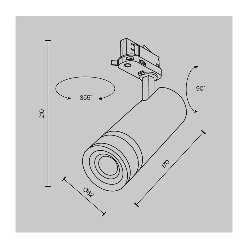 Трековый светильник Фокус Зум / Focus Zoom Trinity 4000K 20Вт 15-60° Maytoni TR198-3-20W4K-Z-W 2