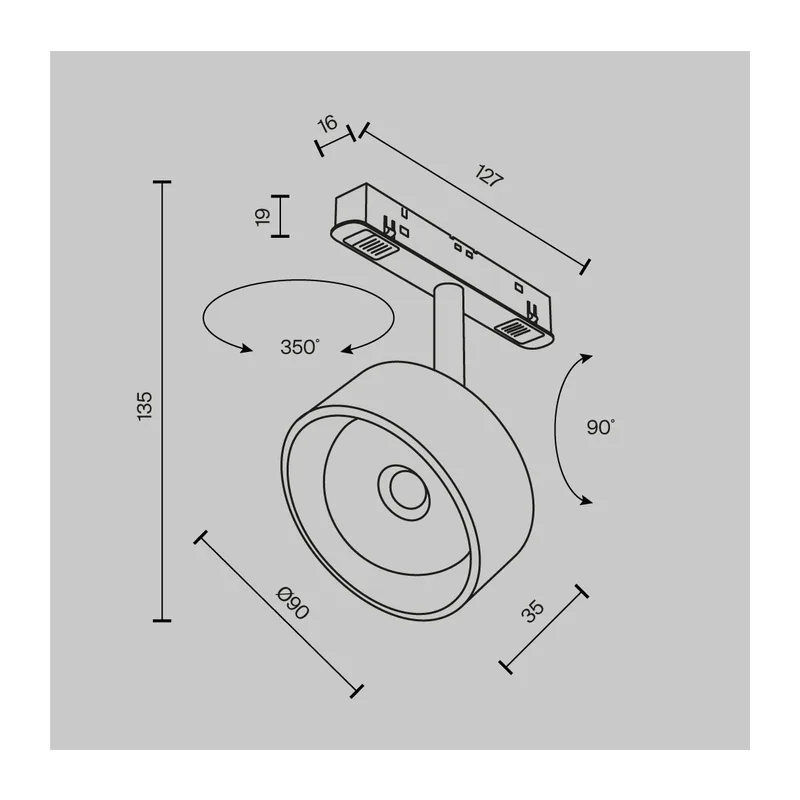 Трековый светильник Линза / Lens Exility 3000K 15Вт 70° Maytoni TR217-2-15W3K-B 11