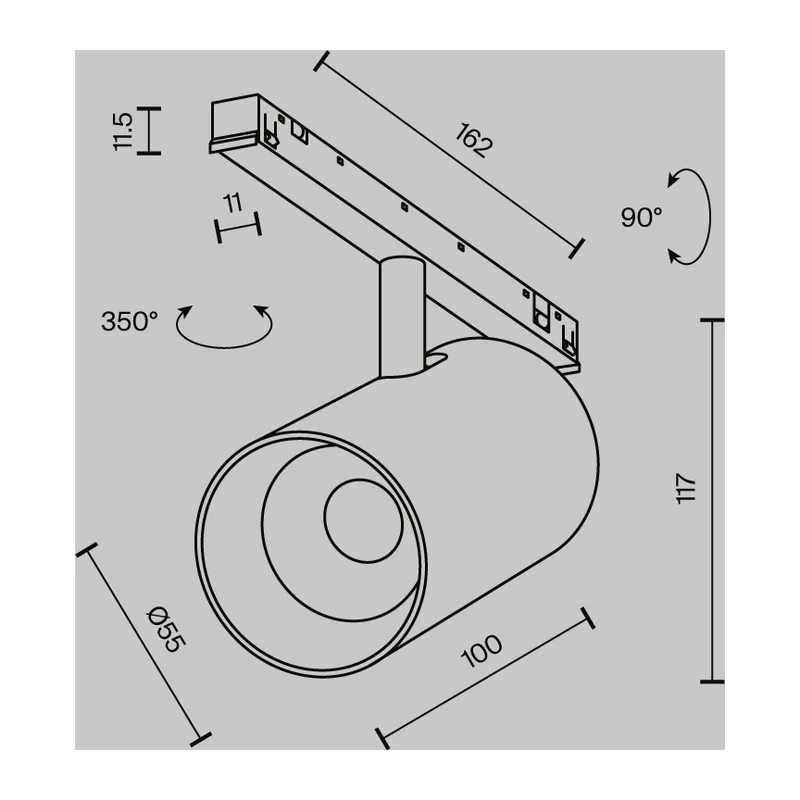 Трековый светильник Фокус / Focus Led Exility X 3000K 12Вт 36° Maytoni TR243-12W3K-B 12