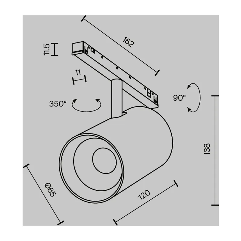 Трековый светильник Фокус / Focus Led Exility X 2700-6000K 18Вт 36° Dim Dali2 Maytoni TR243-4-18WTW-DD2-B 7