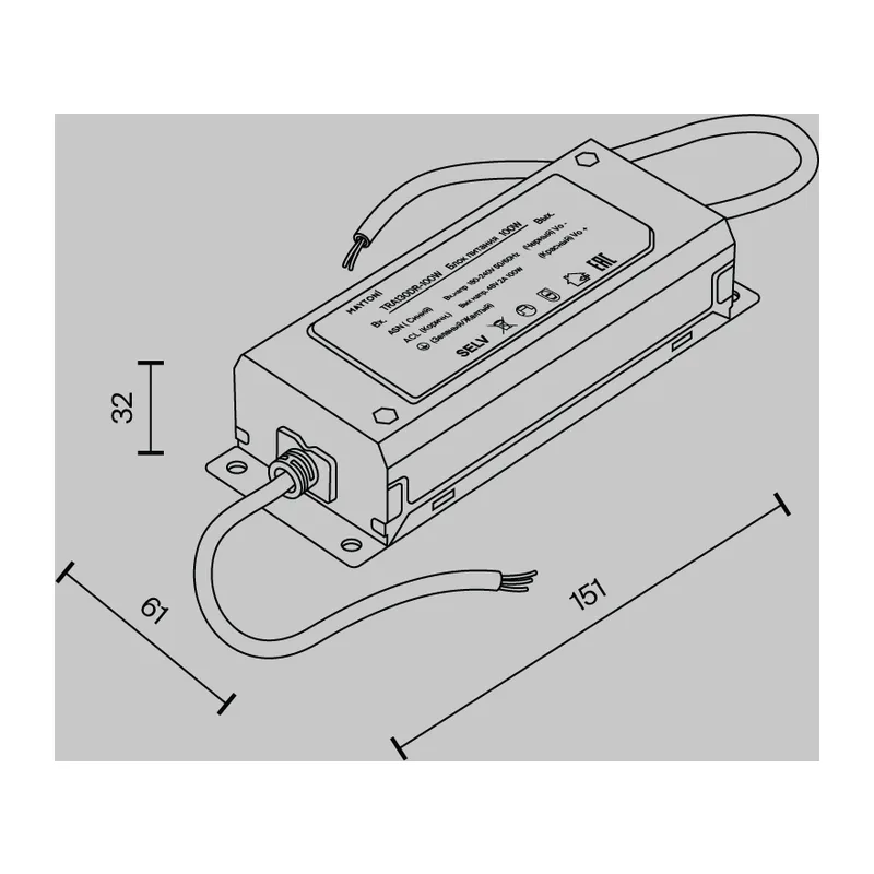 Источник напряжения Parity 48В, 100Вт, белый Maytoni TRA130DR-100W 3