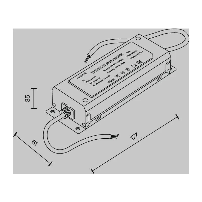 Источник напряжения Parity 48В, 200Вт, белый Maytoni TRA130DR-200W 3