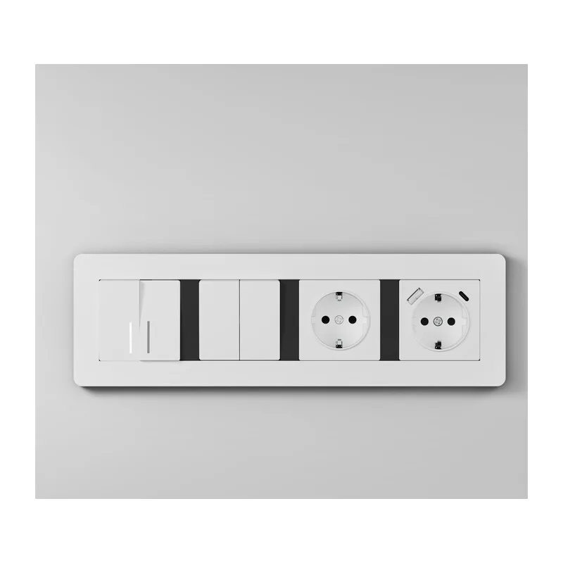 W0043068/ Рамка на 4 поста Split (белый/черный, soft-touch) 11