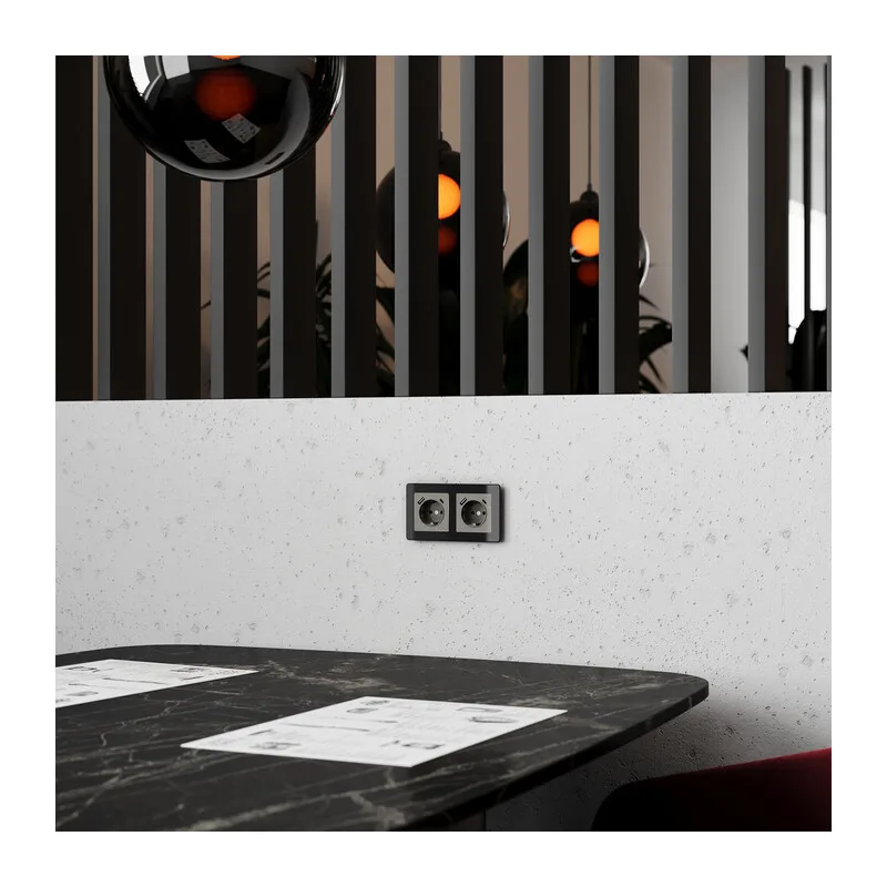 W1171744/ Розетка с заземлением, шторками и USB тип A+C (графит акрил) 4